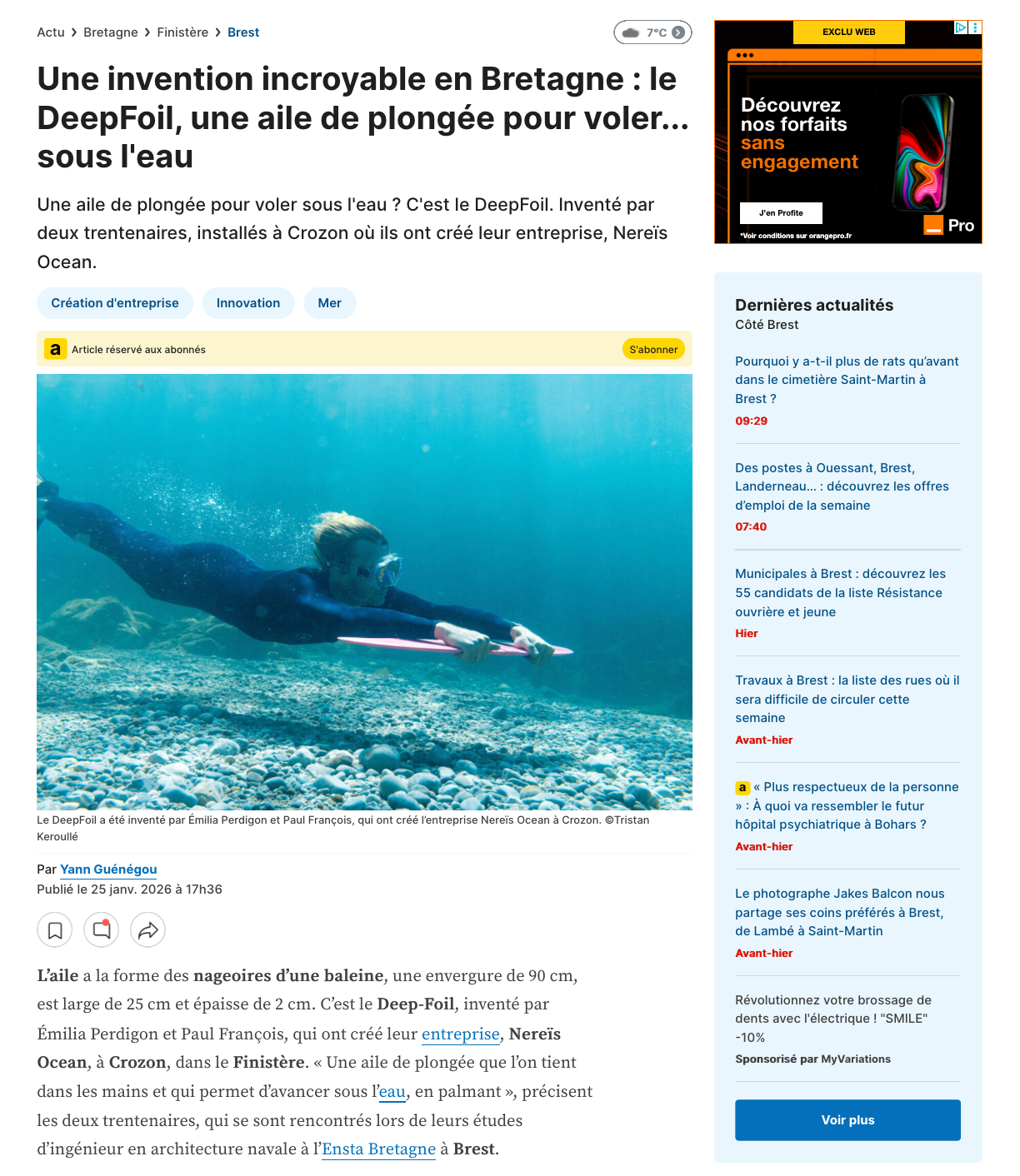 NEREÏS OCEAN dans Côté Brest - Actu.fr