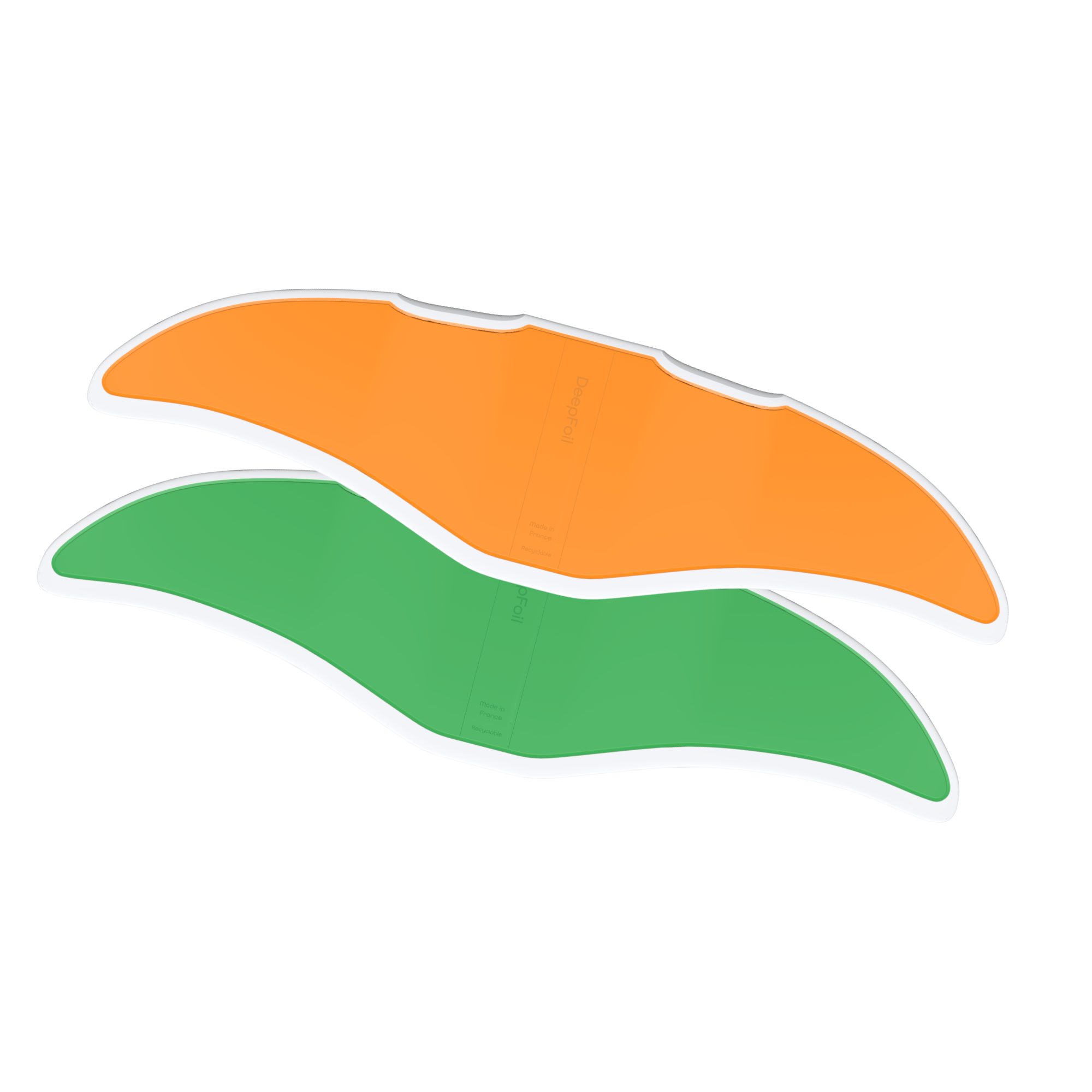 Visuel 3D de deux Deepoil ou Deep Foil Orange et Vert