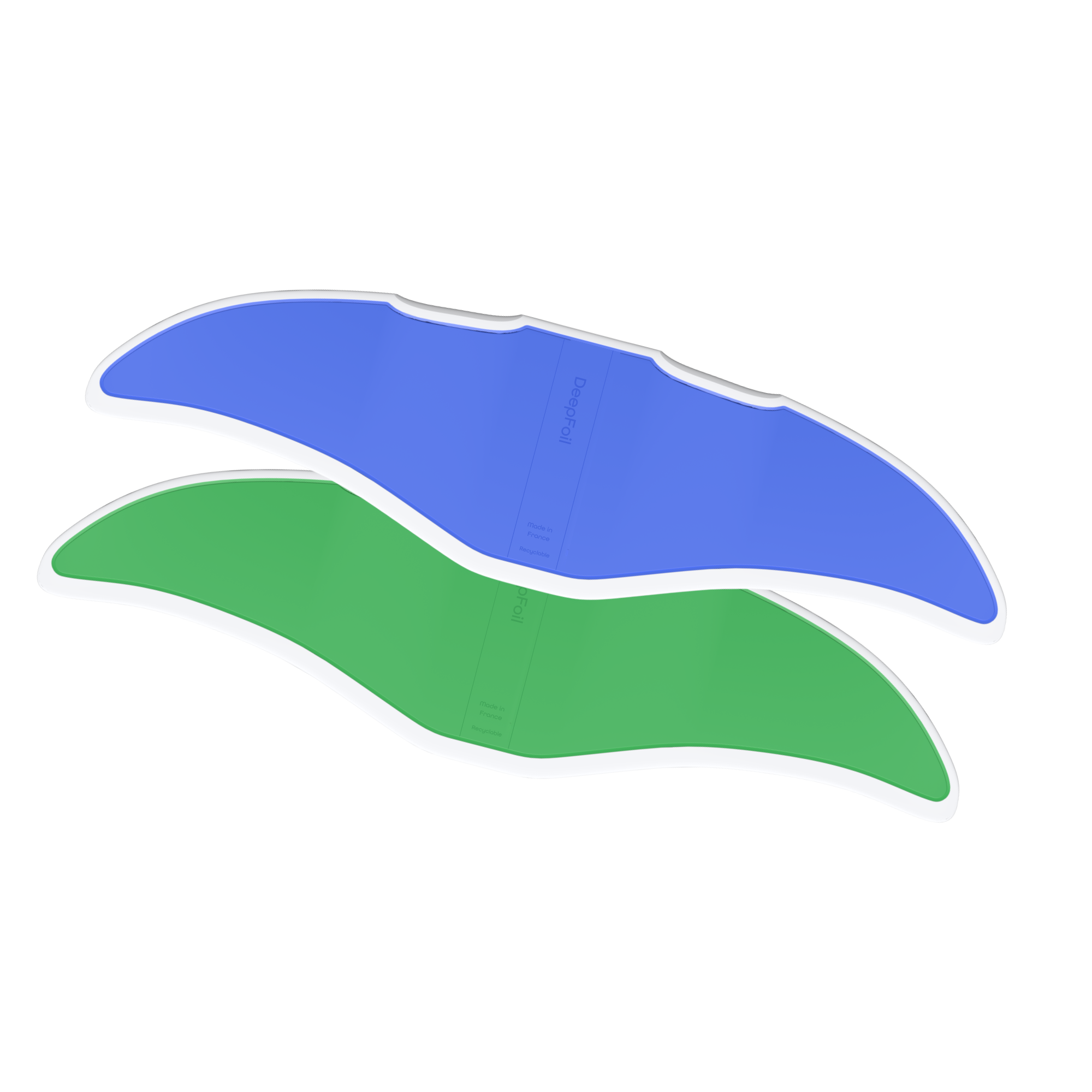 Visuel 3D de deux Deepoil ou Deep Foil Vert et Bleu