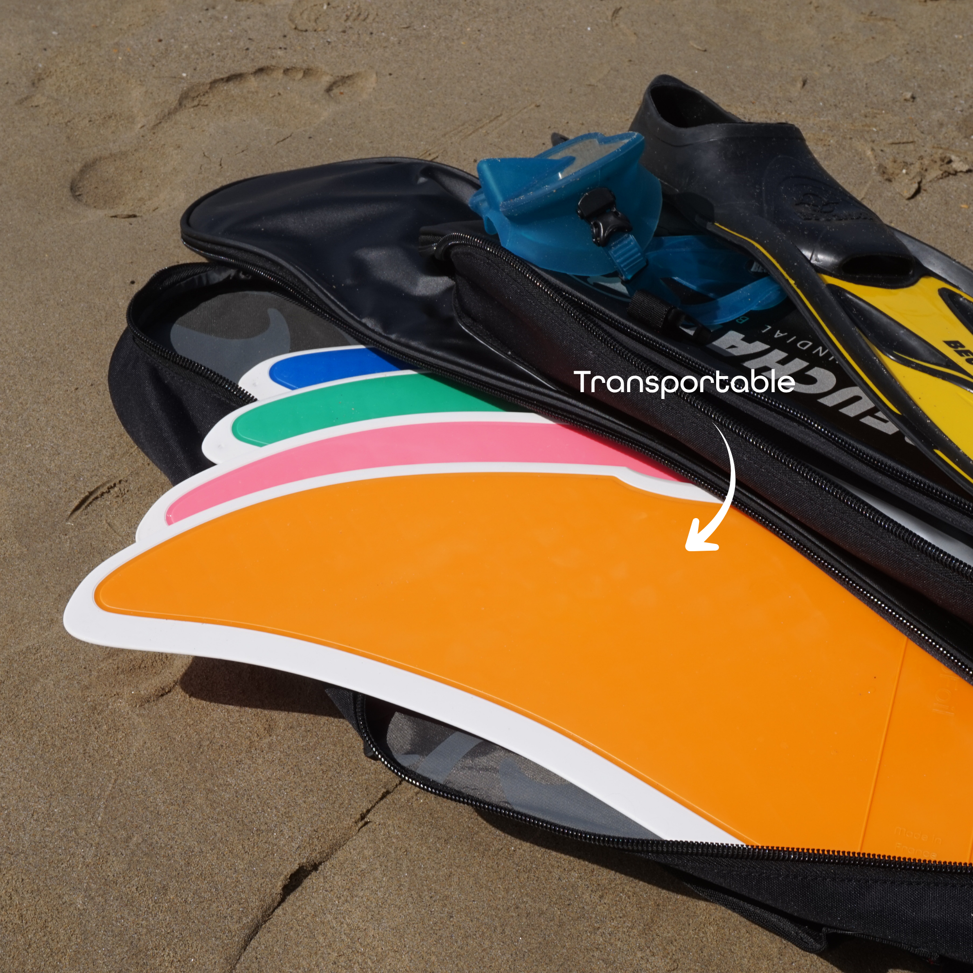 Photographie de quatre DeepFoil dans un sac de transport