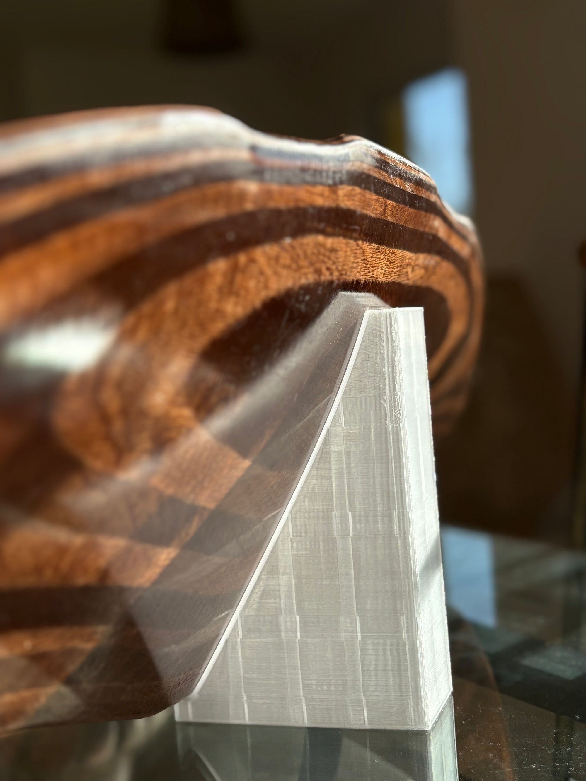 Image du DeepFoil ( ou Deep Foil) bois sur son support en impression 3D au soleil